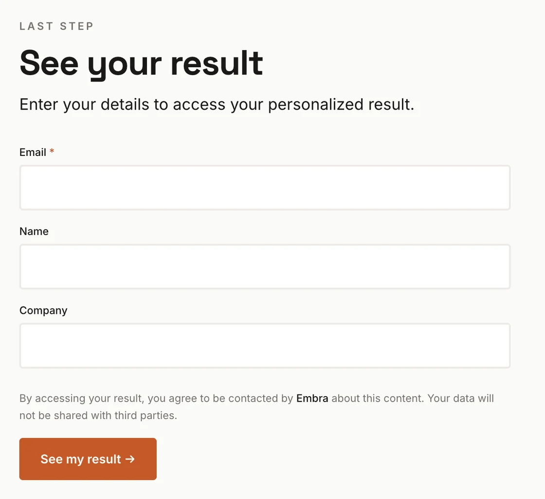 Public tool, lead capture screen