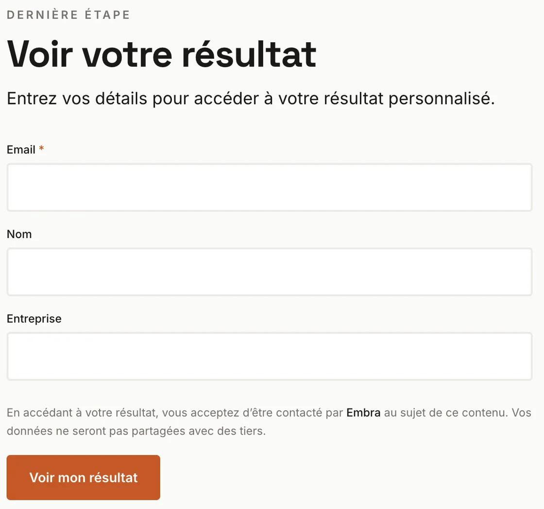 L'outil public, écran de capture du prospect